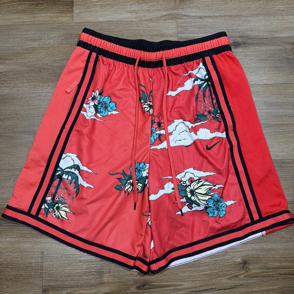 Men's MEDIUM Nike Sportswear DNA Floral Shorts Red Black Basketball DM8780-631